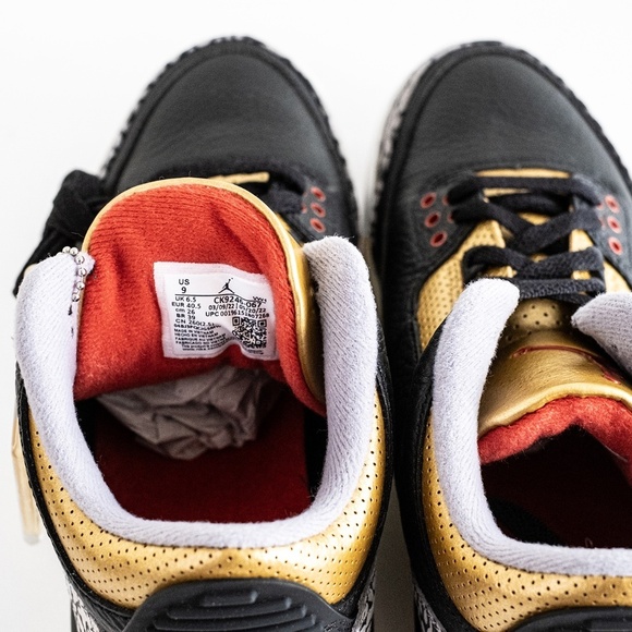 [CK9246-067] Air Jordan 3 Retro Mid Black Gold Cement Women's Size 9 W / 7.5 M - Picture 14 of 16